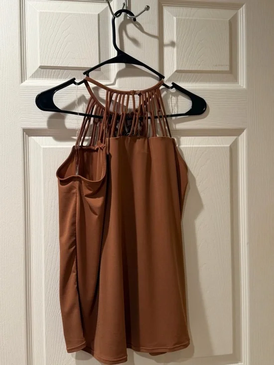 Buckle One-Shoulder Braided Neck Tank Dress in Rust - Picture 2 of 3